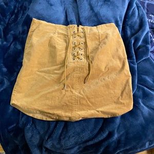 Chestnut suede mini skirt
